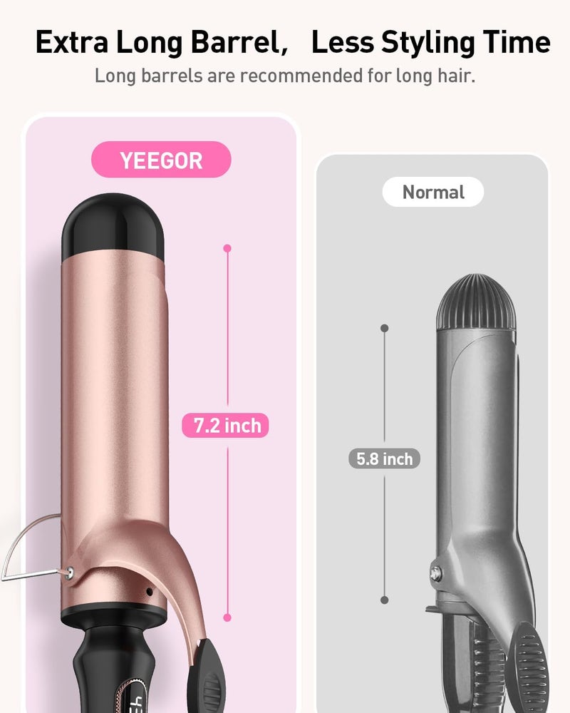 Yeegor 2 inch Extra Large Curling Iron,Long Barrel Culing Wannd,100-240V Dual Voltage Hair Curler for Big Wave Curls,12 Temps - Image 5